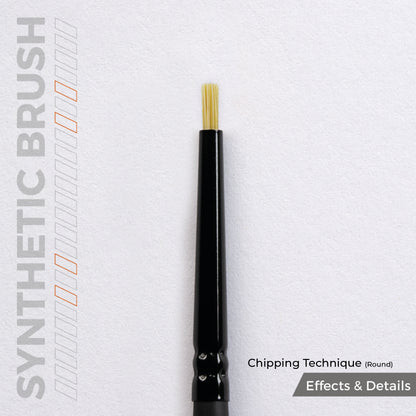 AK Interactive Chipping Technique Round Brush AKB028 - zbliżenie na szorstkie syntetyczne włosie do techniki chippingu