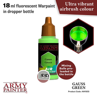 Gauss Green AW1503 Warpaints Air - 18ml farba fluorescencyjna, kulki mieszające, ultra żywy kolor do aerografu
