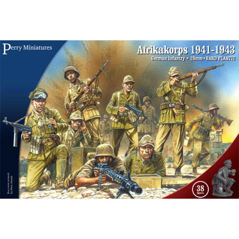 Afrikakorps 1941-1943 pudełko Bolt Action Perry Miniatures GWW1 – 38 figurek piechoty niemieckiej 28mm
