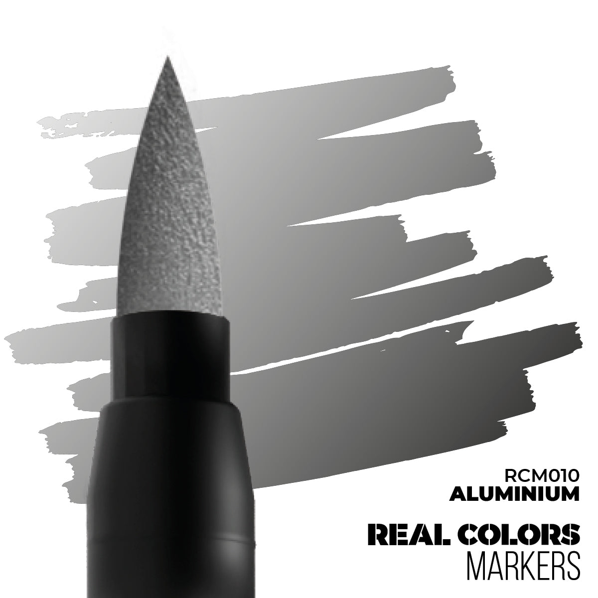 Aluminium RCM010 AK Interactive Real Colors Marker końcówka i próbka koloru - metaliczny srebrny marker akrylowy - AK Interactive
