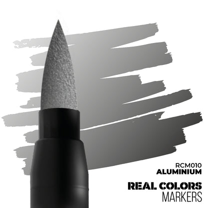 Aluminium RCM010 AK Interactive Real Colors Marker końcówka i próbka koloru - metaliczny srebrny marker akrylowy - AK Interactive
