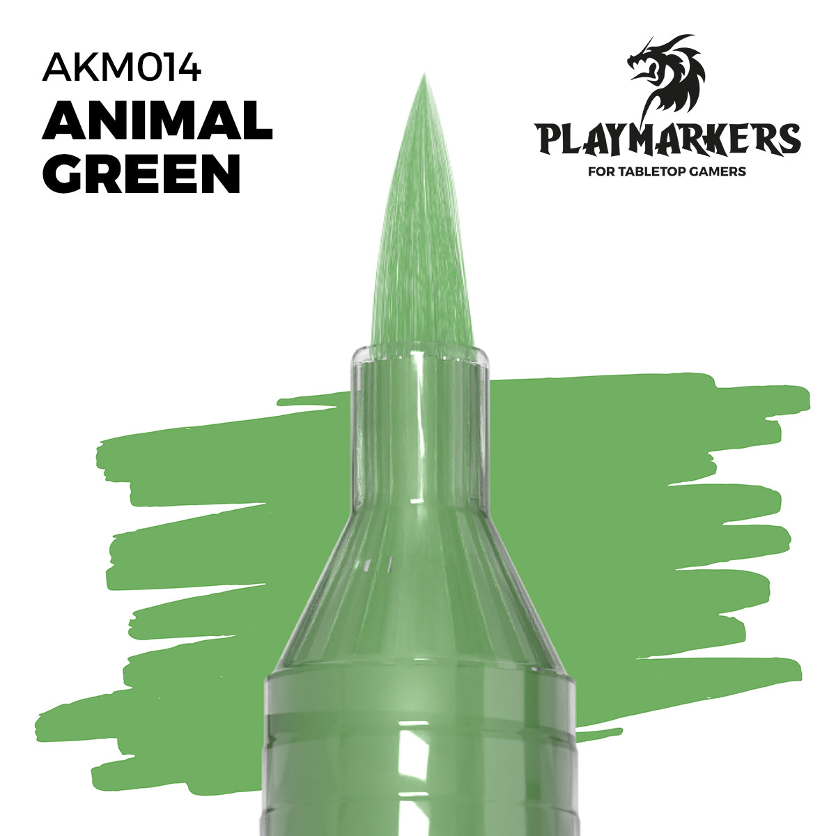 Animal Green AKM014 AK Interactive Playmarker końcówka pędzelkowa z próbką koloru - soczysta zieleń natury marker akrylowy do malowania figurek tabletop - AK Interactive
