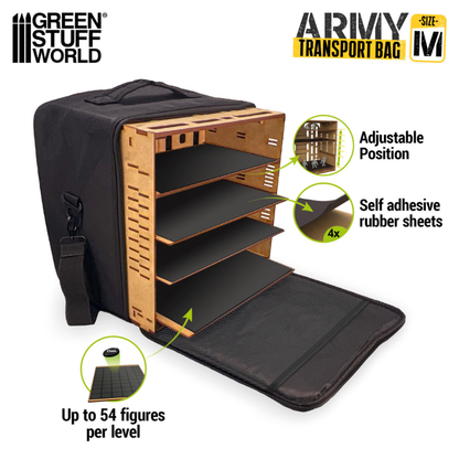 Army Transport Bag M – Green Stuff World 11936 – regulowane półki MDF i samoprzylepne arkusze gumy metalizowanej