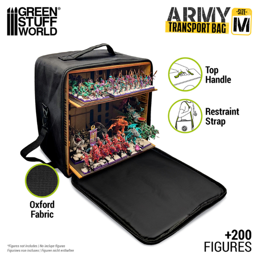 Army Transport Bag M – Green Stuff World 11936 – uchwyt górny, pasek na ramię, tkanina Oxford, 200+ figurek