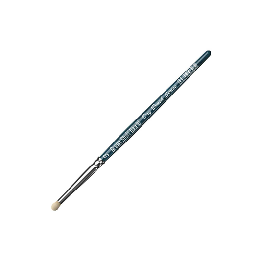 Green Stuff World Blue Series Dry Brush Size 3 – pędzel widok z boku na białym tle, niebieski uchwyt z napisem Dry Brush Series, biała zaokrąglona końcówka 8mm, długość całkowita