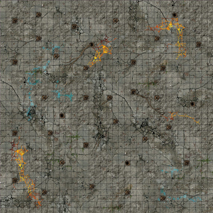 Dungeon – Mata do gry 2'x2' (60x60 cm) z gridem Mousepad Battle Systems – płaski widok kamiennej posadzki lochu z siatką 1"/25mm