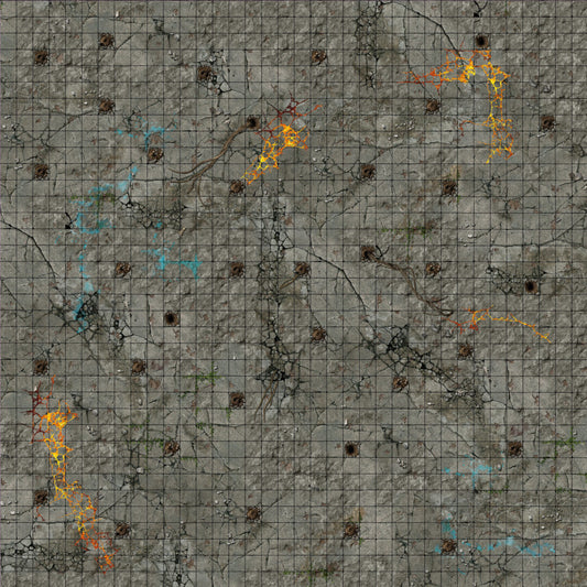 Dungeon – Mata do gry 2'x2' (60x60 cm) z gridem Mousepad Battle Systems – płaski widok kamiennej posadzki lochu z siatką 1"/25mm
