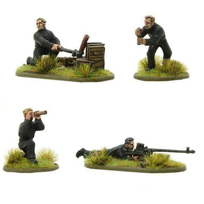 BUF Anti-Tank and Support Squads – cztery figurki metalowe 28mm Bolt Action, widok ogólny zestawu
