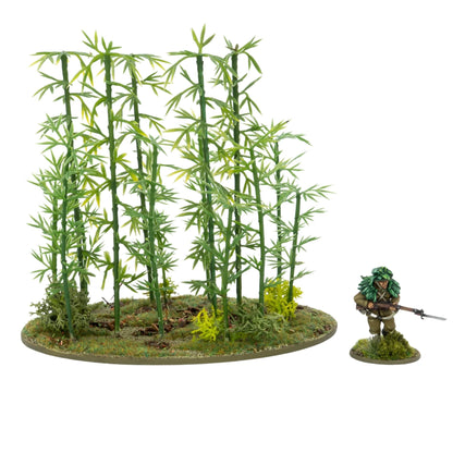 Japanese Bamboo Bushes – scatter terrain dżungla Pacyfiku, bambusy w trzech rozmiarach na stole do Bolt Action 28mm
