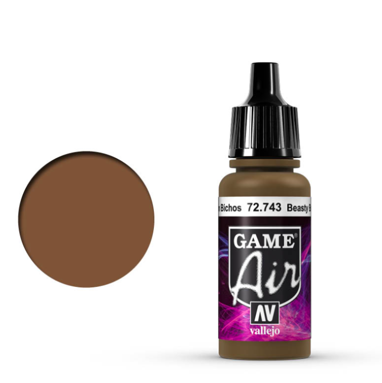 Vallejo Game Air Beasty Brown 72.743 - ciemna brązowa farba akrylowa 17ml do aerografu do malowania skóry bestii i figurek fantasy - Vallejo