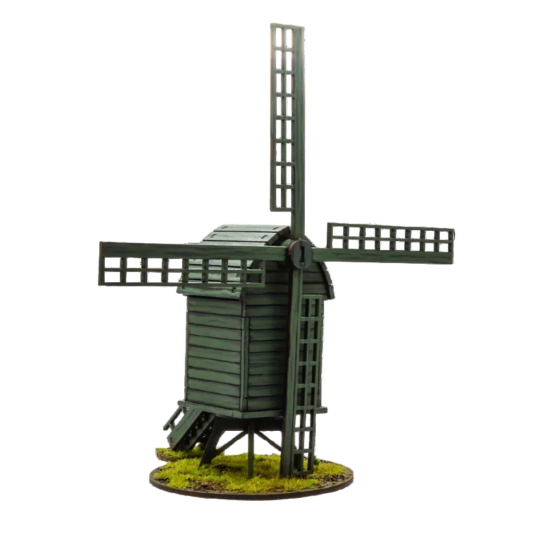 Blücher's Prussian Army Starter Set – pomalowany model wiatraka MDF na okrągłej podstawce, element terenu do Black Powder Epic Battles, Warlord Games
