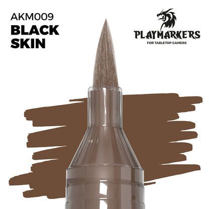 Black Skin AKM009 AK Interactive Playmarker końcówka pędzelkowa z próbką koloru - ciepły brązowy marker akrylowy do malowania skóry figurek tabletop - AK Interactive
