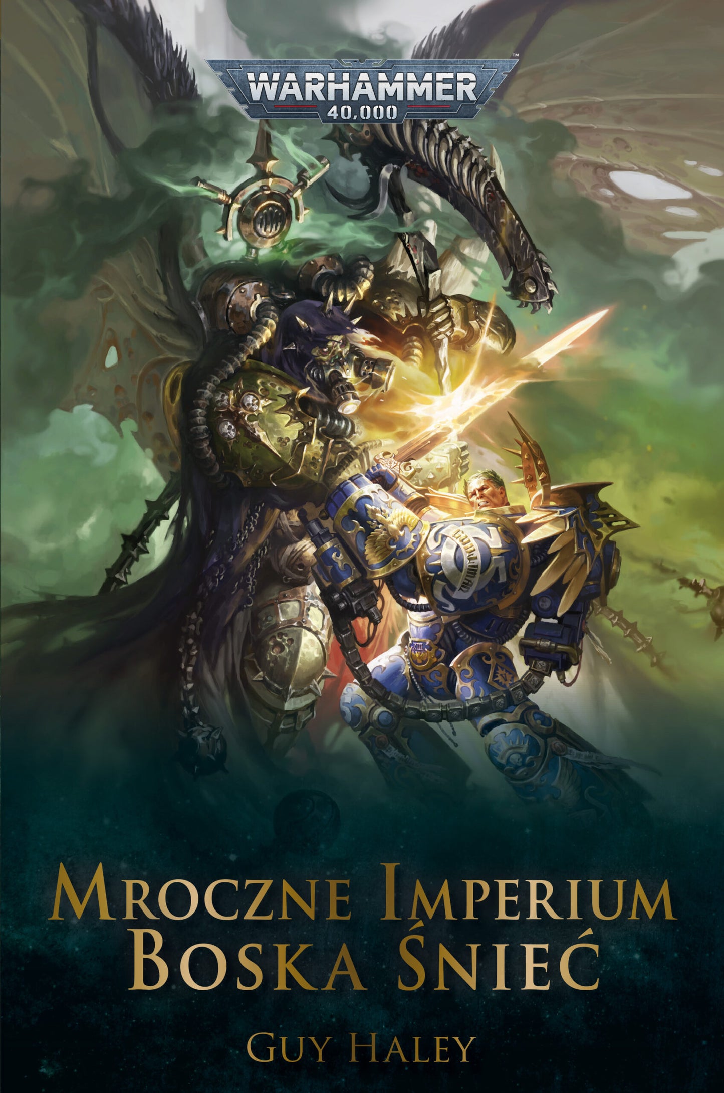 Mroczne Imperium: Boska Śnieć – okładka powieści Warhammer 40,000, Guy Haley, Guilliman kontra Mortarion na planecie Iax
