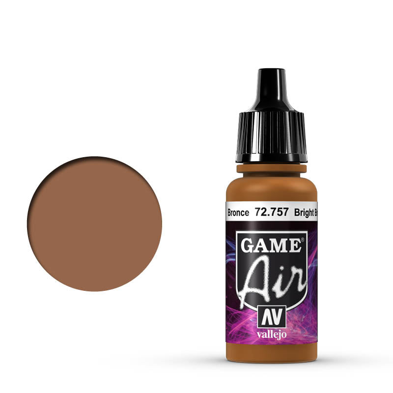 Vallejo Game Air Bright Bronze Metallic 72.757 - metaliczna brązowo-miedziana farba akrylowa 17ml do aerografu do malowania brązowych elementów figurek fantasy - Vallejo

