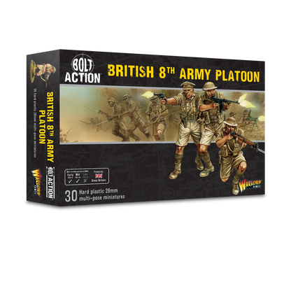 British 8th Army Platoon - Bolt Action 28mm - pudełko 30 figurek plastikowych Desert Rats - Warlord Games