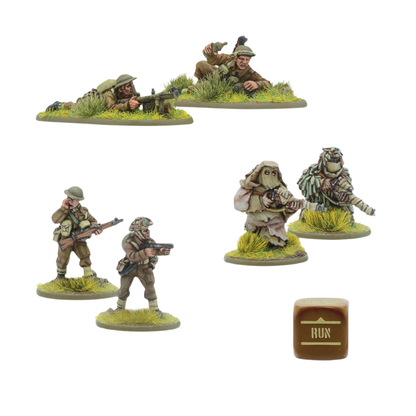 British Army 1944-45 Weapons Teams - Bolt Action 28mm - flamethrower PIAT sniper Ghillie Suits kość rozkazów podstawki - Warlord Games