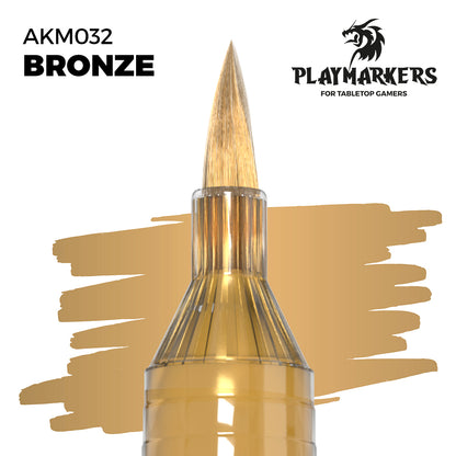Bronze AKM032 AK Interactive Playmarker końcówka pędzelkowa z próbką koloru - ciepły metaliczny brąz marker akrylowy do malowania zbroi i artefaktów figurek tabletop - AK Interactive
