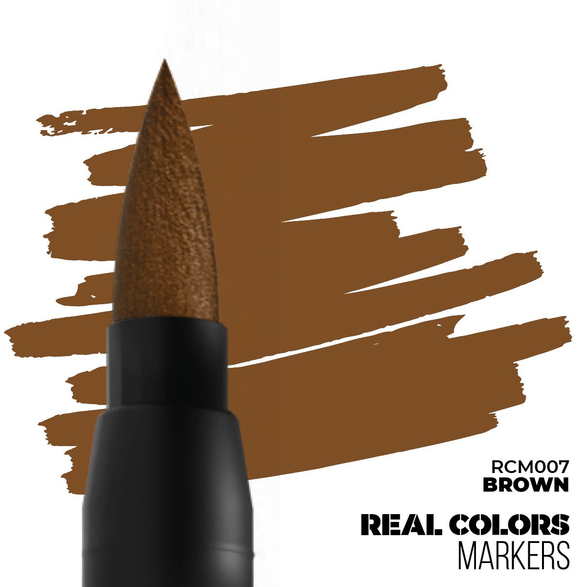 Brown RCM007 AK Interactive Real Colors Marker końcówka i próbka koloru - ciepły złocisto-brązowy marker akrylowy - AK Interactive

