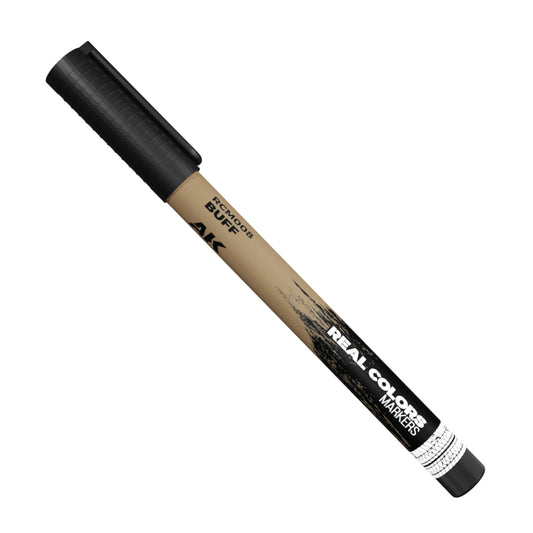 Buff RCM008 AK Interactive Real Colors Marker końcówka i próbka koloru - ciepły złocisto-beżowy marker akrylowy do modeli i figurek - AK Interactive
