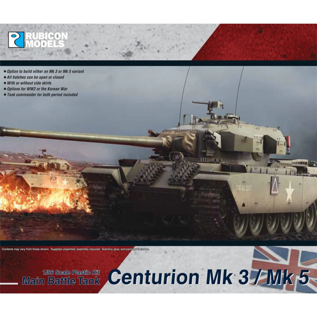 Pudełko zestawu Centurion MBT Mk.3/Mk.5 – model plastikowy 1:56 28mm, Rubicon Models RBC280104
