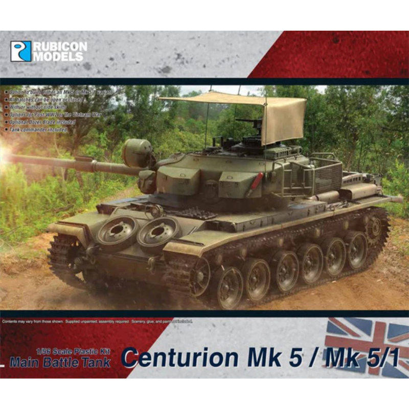 Centurion MBT Mk 5 Mk 5/1 – okładka pudełka Rubicon Models 1:56 Post-WW2, czołg w dżungli, Product Code 280105