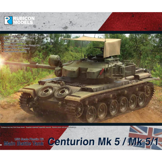 Centurion MBT Mk 5 Mk 5/1 – okładka pudełka Rubicon Models 1:56 Post-WW2, czołg w dżungli, Product Code 280105