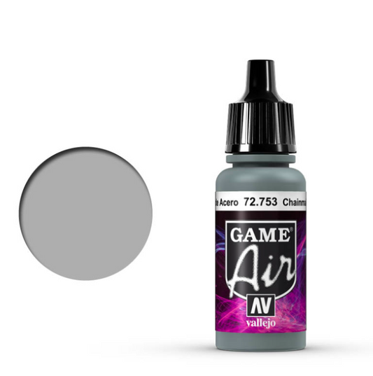 Vallejo Game Air Chainmail Silver 72.753 - metaliczna srebrna farba akrylowa 17ml do aerografu do malowania kolczug i metalowych elementów figurek fantasy - Vallejo