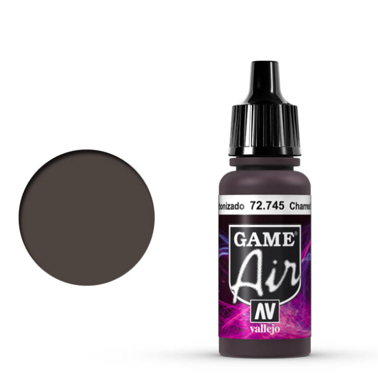 Vallejo Game Air Charred Brown 72.745 - bardzo ciemna brązowo-czarna farba akrylowa 17ml do aerografu do malowania figurek i miniatur fantasy - Vallejo