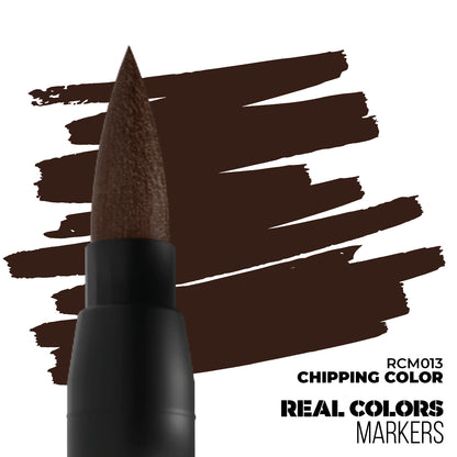 Chipping Color RCM013 AK Interactive Real Colors Marker końcówka i próbka koloru - ciemny czekoladowy marker do chippingu na modelach - AK Interactive
