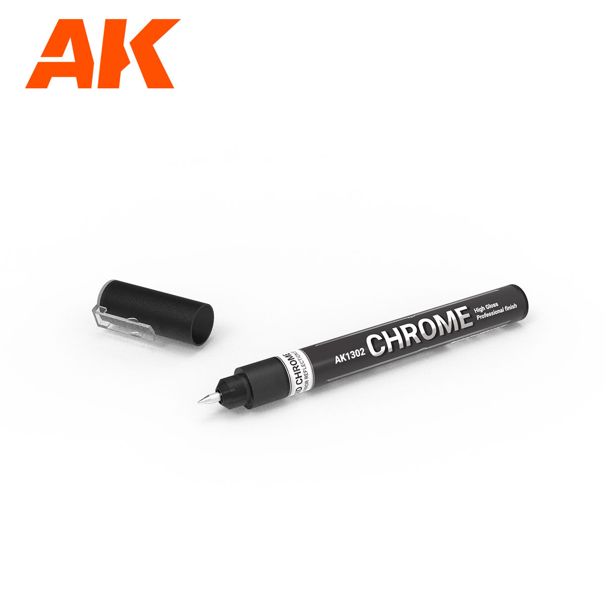 AK1302 Chrome AK Interactive Metallic Liquid Marker - chromowy metaliczny marker High Gloss fine tip 1.0mm do modeli i figurek - AK Interactive
