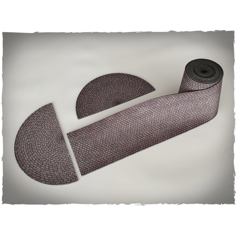Cobblestone Road Stripe Deep-Cut Studio – pas brukowanej drogi z neoprenu do gier figurkowych Bolt Action Warhammer Flames of War
