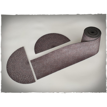 Cobblestone Road Stripe Deep-Cut Studio – pas brukowanej drogi z neoprenu do gier figurkowych Bolt Action Warhammer Flames of War
