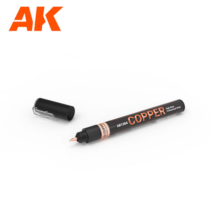 AK1304 Copper AK Interactive Metallic Liquid Marker - miedziany metaliczny marker High Gloss fine tip 1.0mm do modeli i figurek - AK Interactive
