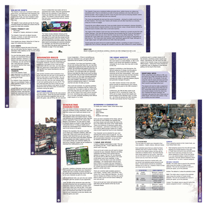 Core Space Deluxe Rulebook – strony wnętrza: tworzenie postaci i lore świata | Battle Systems