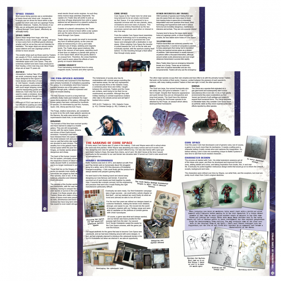 Core Space Deluxe Rulebook – strony wnętrza: Galactic Corps, NPC i zaawansowane zasady | Battle Systems