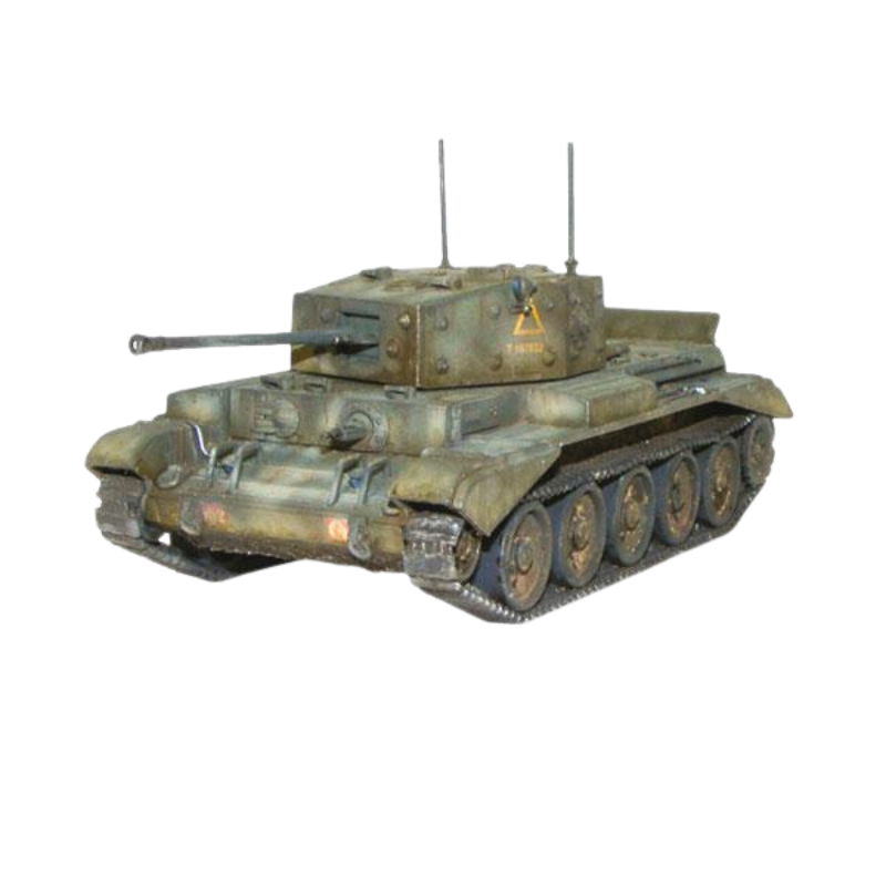 Cromwell Cruiser Tank - Bolt Action 28mm - model pomalowany British green 75mm gun widok z przodu - Warlord Games