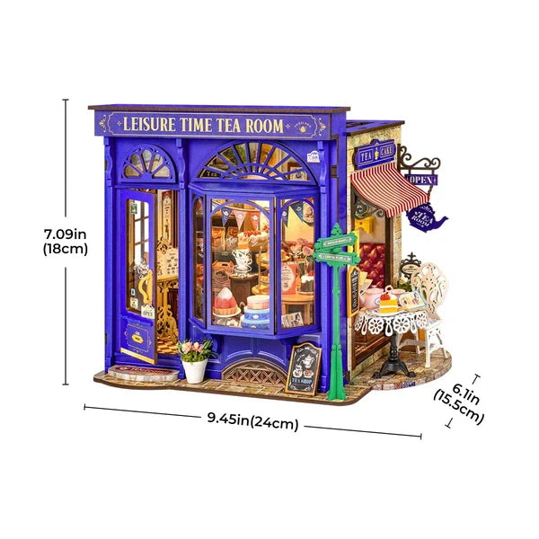Herbaciarnia Leisure Time Tea Room Rolife DG171 – wymiary modelu: 24 x 15,5 x 18 cm, widok z boku