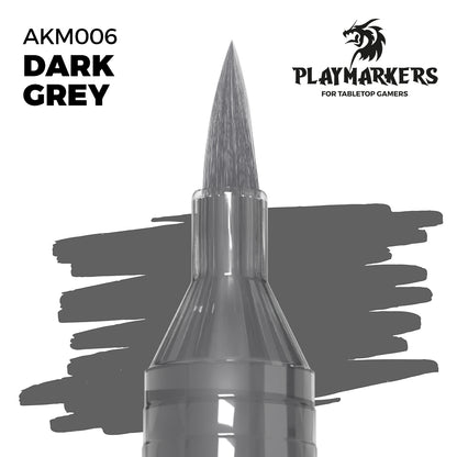 Dark Grey AKM006 AK Interactive Playmarker końcówka pędzelkowa z próbką koloru - głęboki ciemnoszary marker akrylowy do malowania figurek tabletop - AK Interactive
