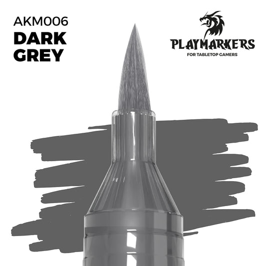 Dark Grey AKM006 AK Interactive Playmarker końcówka pędzelkowa z próbką koloru - głęboki ciemnoszary marker akrylowy do malowania figurek tabletop - AK Interactive
