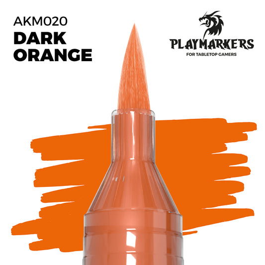 Dark Orange AKM020 AK Interactive Playmarker końcówka pędzelkowa z próbką koloru - głęboki nasycony pomarańcz marker akrylowy do malowania ognia i rdzy figurek tabletop - AK Interactive
