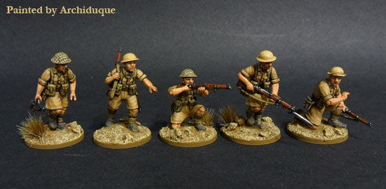 Desert Rats 1940-1943 Bolt Action Perry Miniatures – 5 pomalowanych figurek sekcja z karabinami i Bren 28mm
