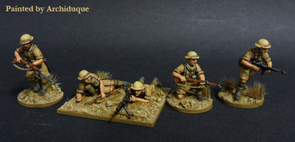 Desert Rats 1940-1943 Bolt Action Perry Miniatures – 4 pomalowane figurki sekcja z karabinami i Bren 28mm
