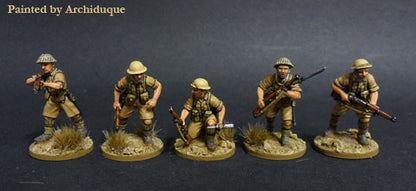 Desert Rats 1940-1943 Bolt Action Perry Miniatures – 5 pomalowanych figurek sekcja z Lee-Enfield i Bren 28mm
