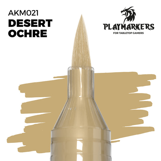 Desert Ochre AKM021 AK Interactive Playmarker końcówka pędzelkowa z próbką koloru - ciepła piaskowa ochra marker akrylowy do malowania mundurów i terenu figurek tabletop - AK Interactive
