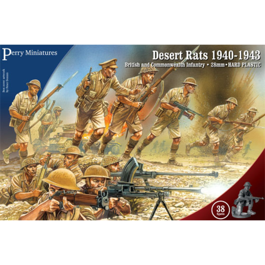Desert Rats 1940-1943 pudełko Bolt Action Perry Miniatures WW1 – 38 figurek brytyjskiej piechoty 28mm
