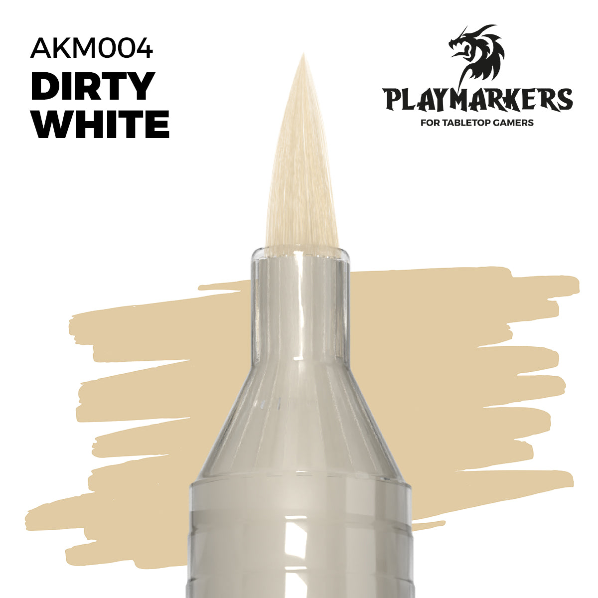 Dirty White AKM004 AK Interactive Playmarker końcówka pędzelkowa z próbką koloru - ciepła brudna biel marker akrylowy do malowania kości i pergaminu figurek tabletop - AK Interactive
