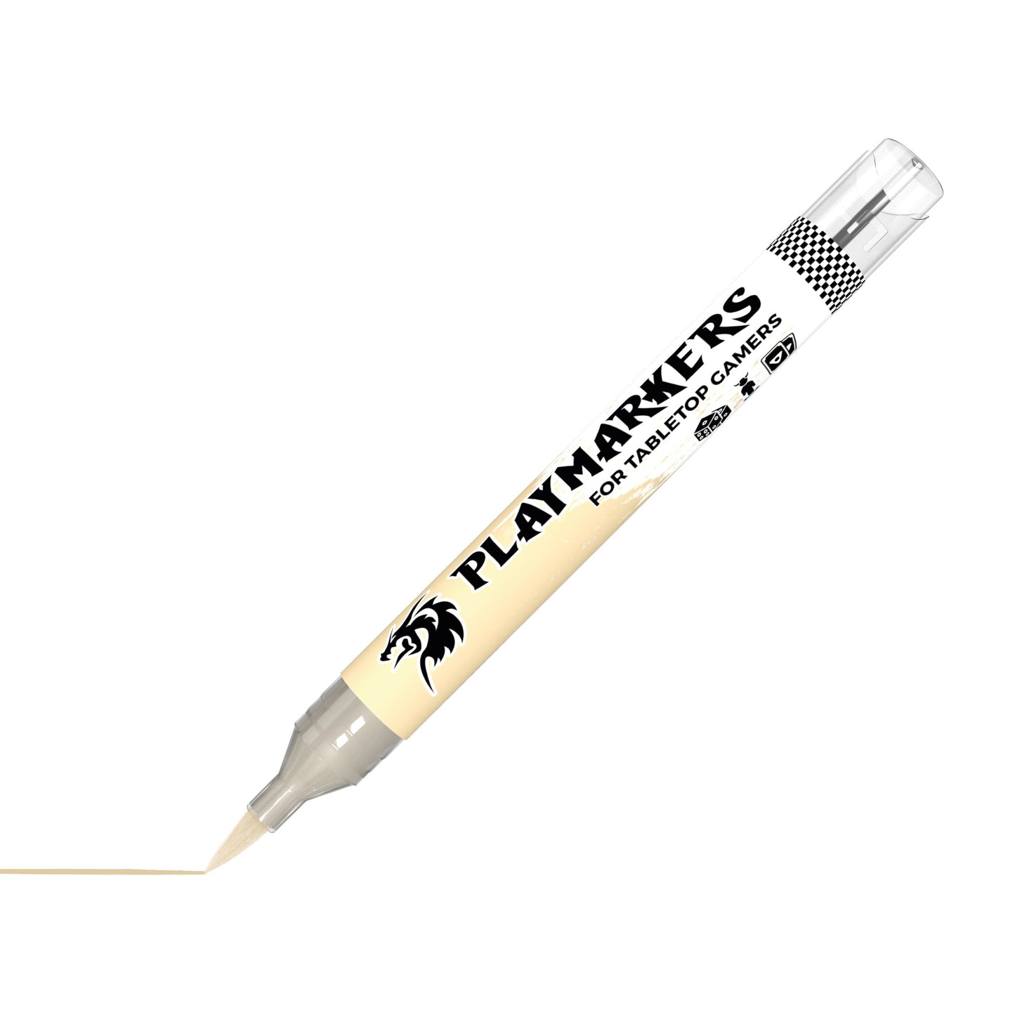 Dirty White AKM004 AK Interactive Playmarker marker ukośnie z końcówką pędzelkową - kremowy marker akrylowy do figurek Warhammer i gier tabletop - AK Interactive
