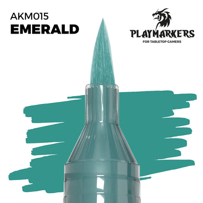 Emerald AKM015 AK Interactive Playmarker końcówka pędzelkowa z próbką koloru - głęboka szmaragdowa zieleń marker akrylowy do malowania figurek tabletop - AK Interactive
