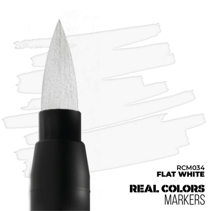 Flat White RCM034 AK Interactive Real Colors Marker końcówka i próbka koloru - biały matowy marker akrylowy do modeli i figurek - AK Interactive

