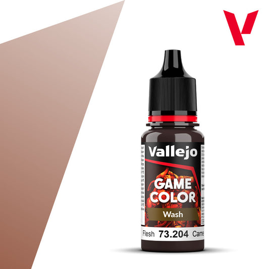 Vallejo Game Color Wash Flesh 73.204 - ciepły różowo-brązowy wash akrylowy 18ml do cieniowania skóry figurek i miniatur fantasy - Vallejo